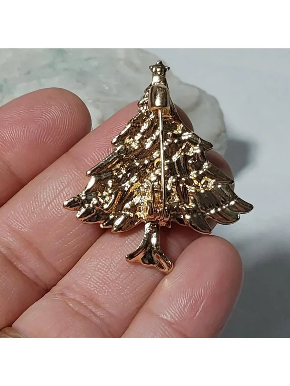 Green Christmas Tree Brooch With